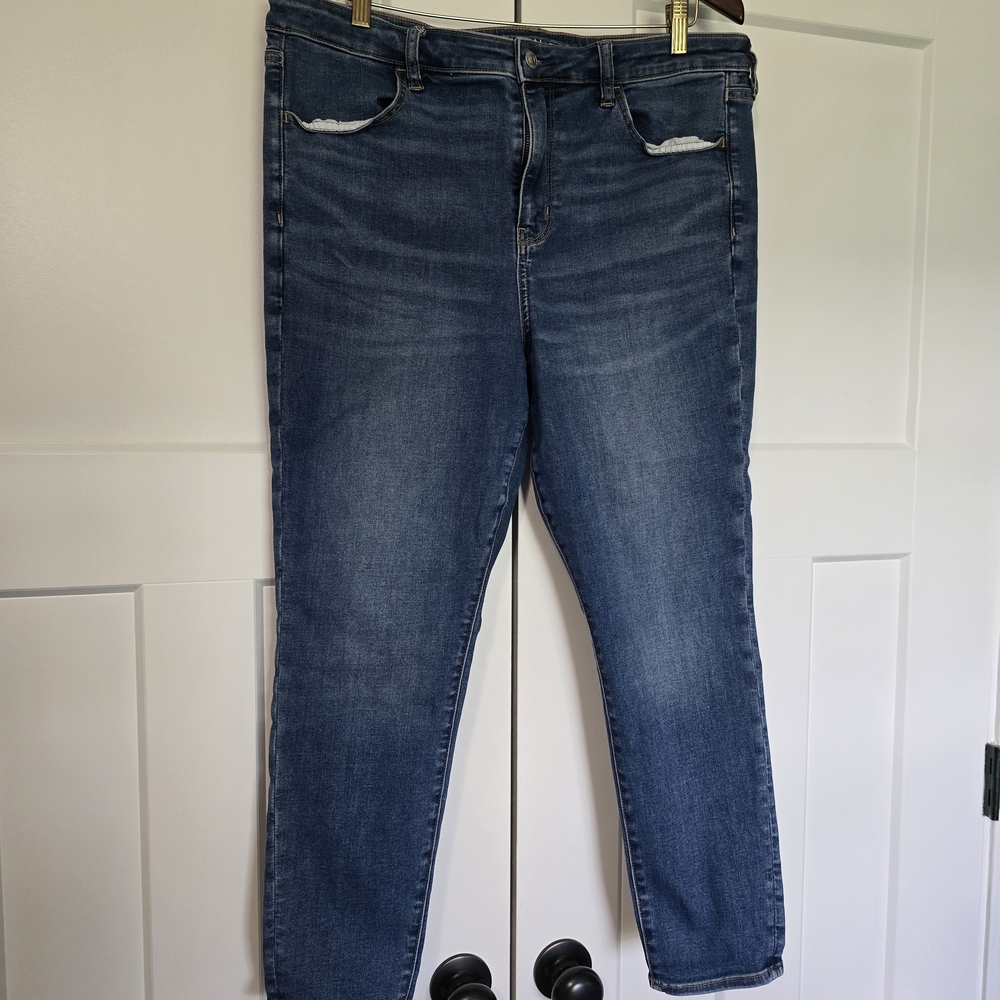 American Eagle Outfitters Blue High Rise Jeggings 18 Short